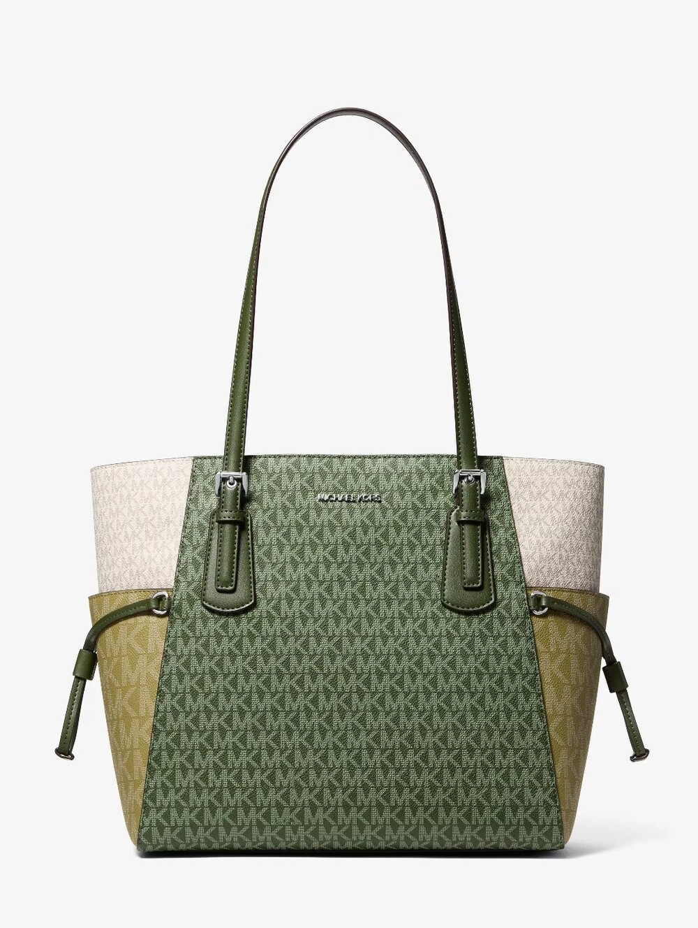 Michael Kors Voyager Green and Cream Signature Tote NEW